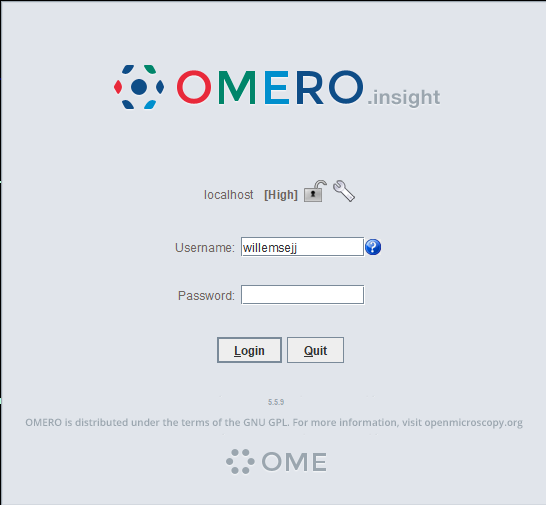 Login screen